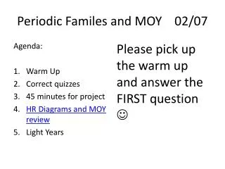 Periodic Familes and MOY	02/07