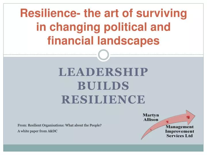 resilience the art of surviving in changing political and financial landscapes