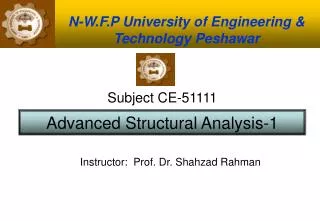 N-W.F.P University of Engineering &amp; Technology Peshawar