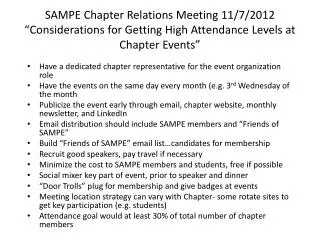 Have a dedicated chapter representative for the event organization role