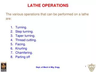 LATHE OPERATIONS