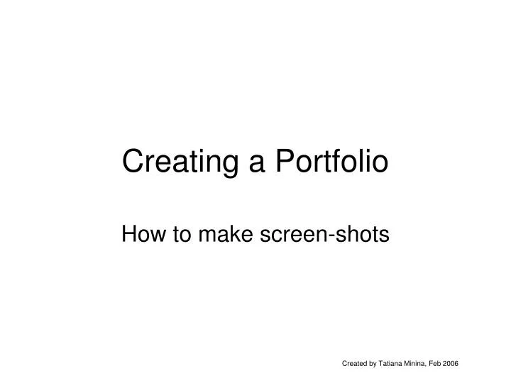 creating a portfolio
