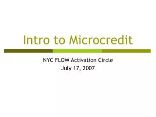 intro to microcredit
