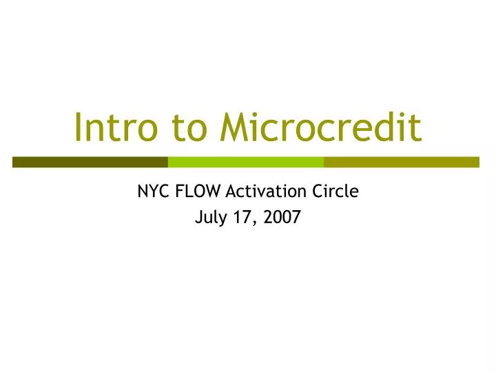 intro to microcredit