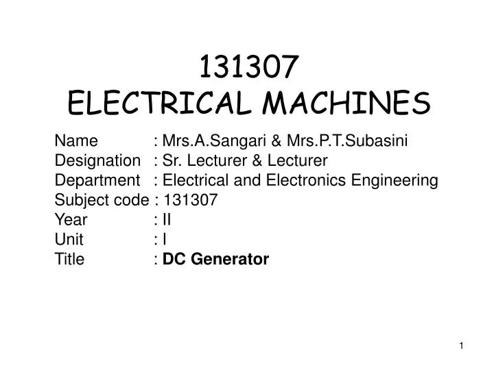 131307 electrical machines