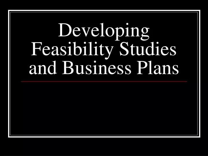 developing feasibility studies and business plans