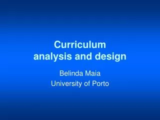 Curriculum analysis and design