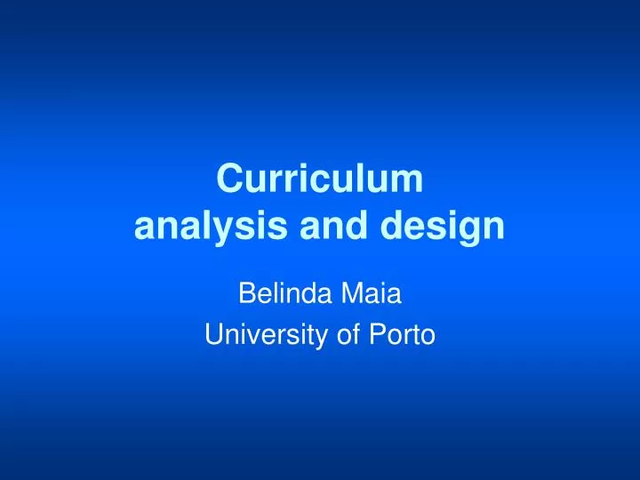 curriculum analysis and design