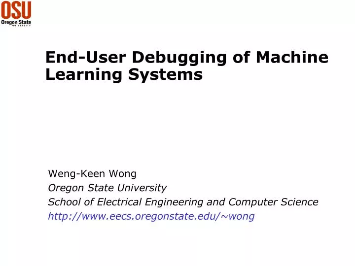 end user debugging of machine learning systems