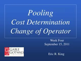 Pooling Cost Determination Change of Operator