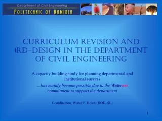 Curriculum Revision and (Re)-Design in the Department of Civil Engineering