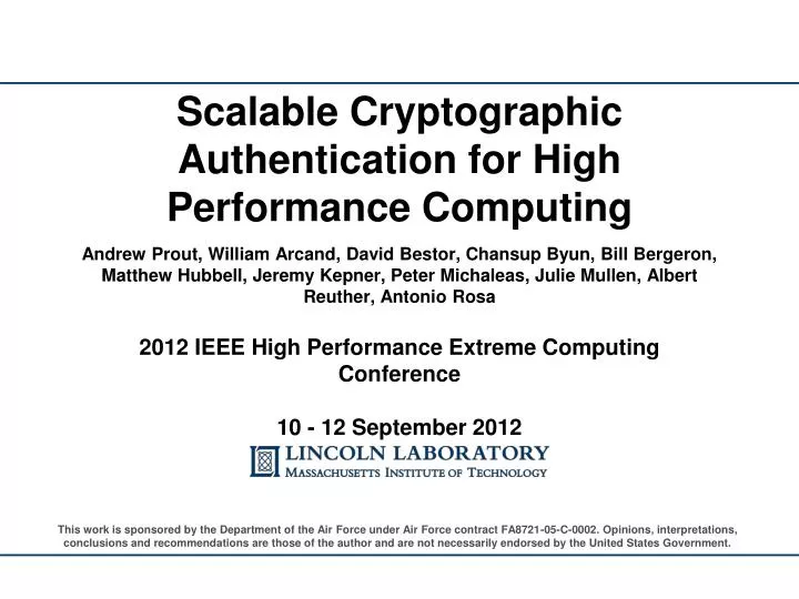 scalable cryptographic authentication for high performance computing