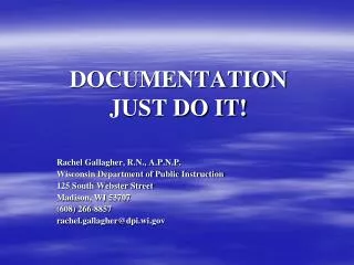 DOCUMENTATION JUST DO IT!