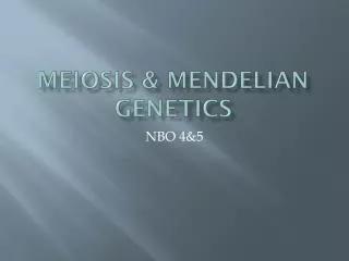 Meiosis &amp; Mendelian Genetics