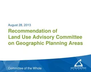 Recommendation of Land Use Advisory Committee on Geographic Planning Areas