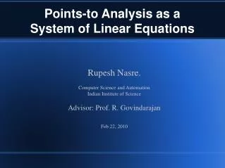 Points-to Analysis as a System of Linear Equations