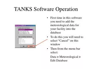 TANKS Software Operation