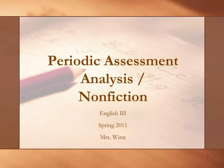 periodic assessment analysis nonfiction
