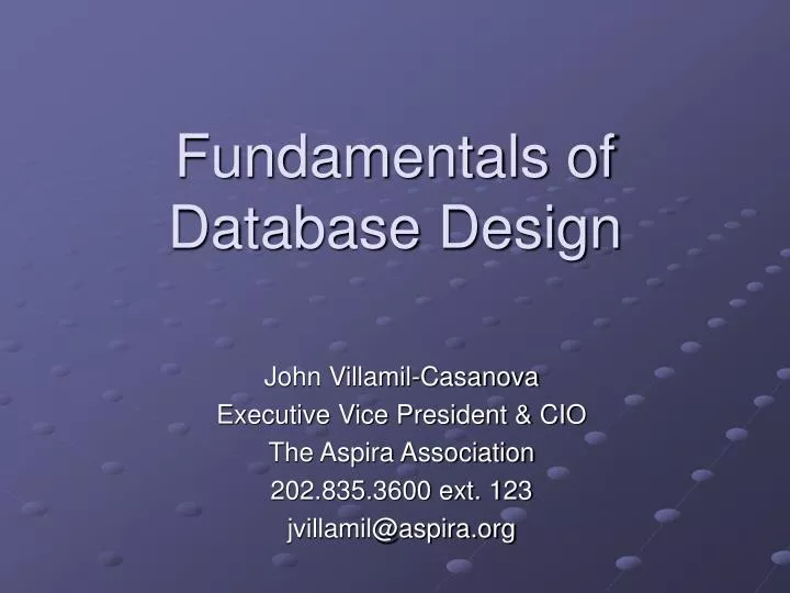 fundamentals of database design