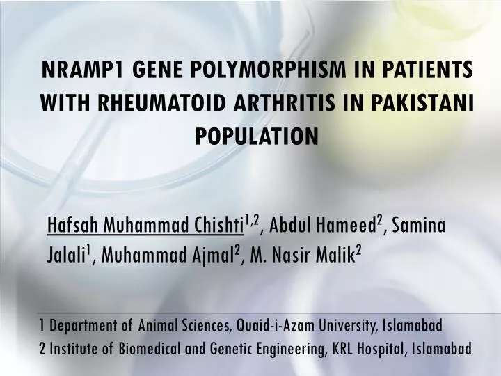 nramp1 gene polymorphism in patients with rheumatoid arthritis in pakistani population