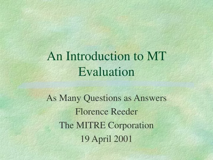 an introduction to mt evaluation