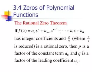 3.4 Zeros of Polynomial Functions