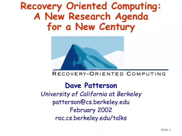 recovery oriented computing a new research agenda for a new century