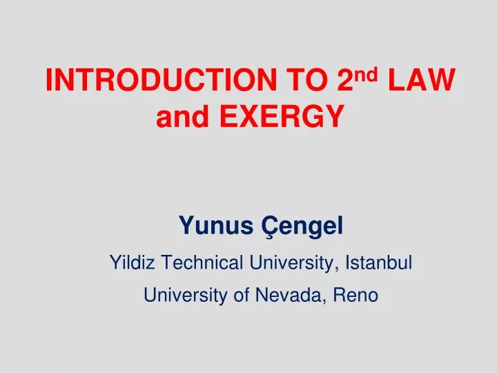 introduction to 2 nd law and exergy