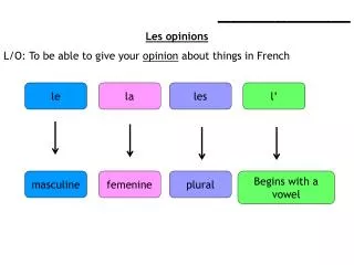 _____________________ Les opinions L/O: To be able to give your opinion about things in French