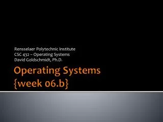 Operating Systems { week 06.b }
