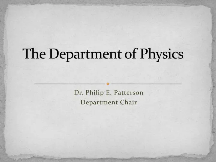 the department of physics
