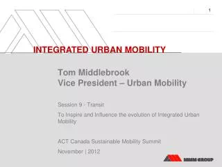 INTEGRATED URBAN MOBILITY