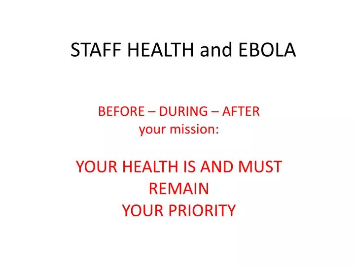 staff health and ebola