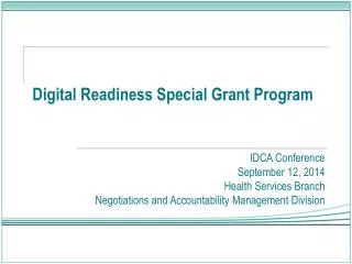 Digital Readiness Special Grant Program