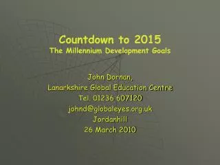 Countdown to 2015 The Millennium Development Goals