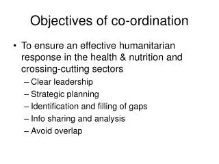 Objectives of co-ordination