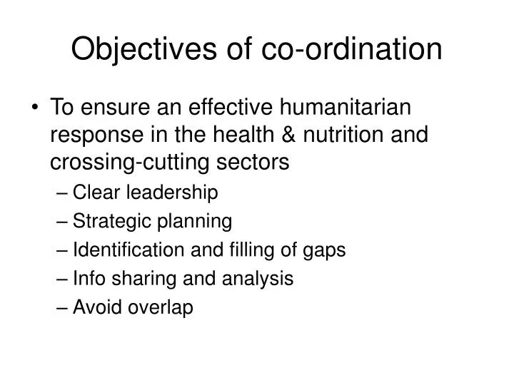 objectives of co ordination