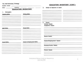 Personal Inventory for IEP
