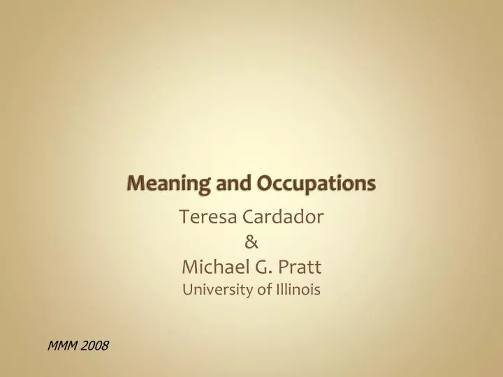 meaning and occupations