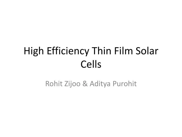 high efficiency thin film solar cells