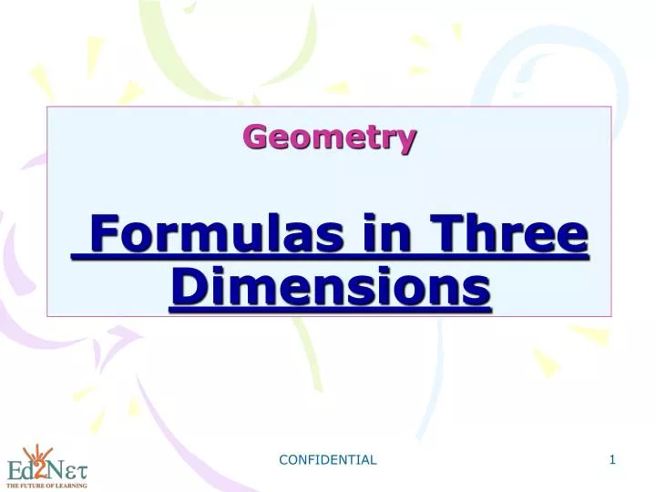 geometry formulas in three dimensions