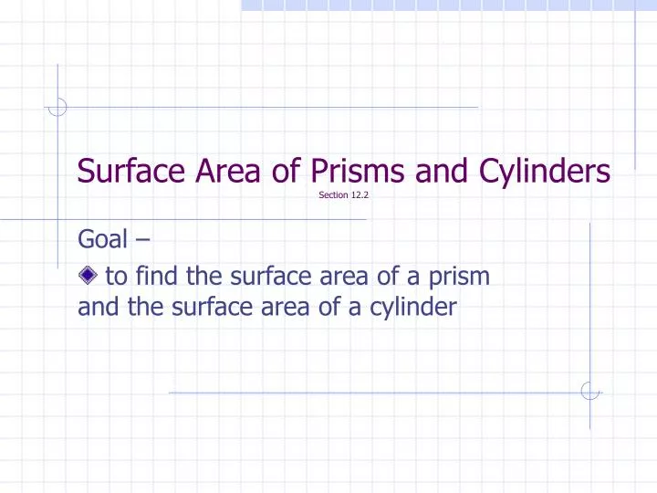surface area of prisms and cylinders section 12 2
