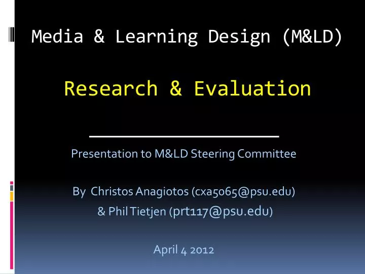 media learning design m ld research evaluation