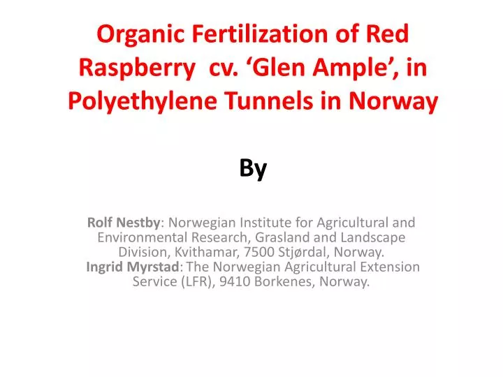 organic fertilization of red raspberry cv glen ample in polyethylene tunnels in norway by