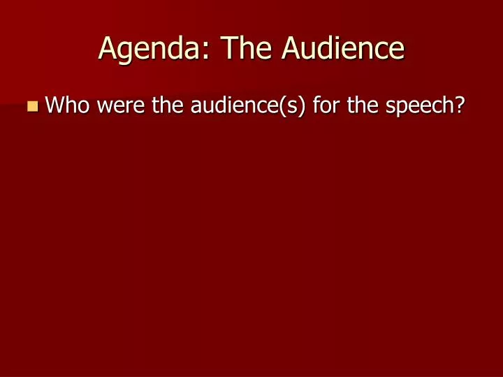 agenda the audience