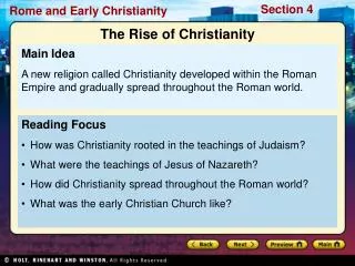 Reading Focus How was Christianity rooted in the teachings of Judaism?
