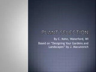 Plant Selection