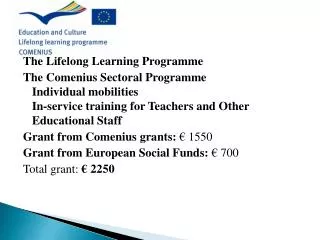 The Lifelong Learning Programme