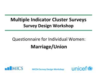 multiple indicator cluster surveys survey design workshop