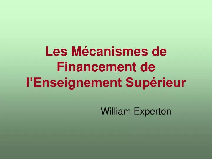 les m canismes de financement de l enseignement sup rieur